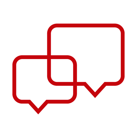 Icon of two overlapping speech bubbles